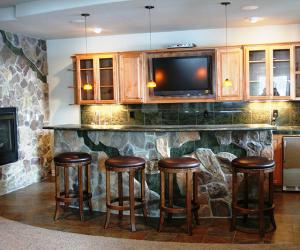 Basement Bar with Stone Features
