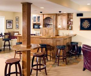 Basement Bar Area with Architectural Detail
