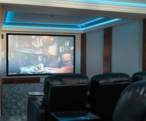 custom home theater, lounge seating, 2021