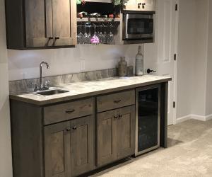 Custom wet bar with wine rack