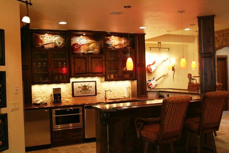 custom cabinets in a basement bar in Parker CO