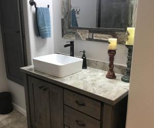 Bathroom with tall sink