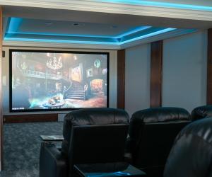 custom home theater, lounge seating, 2021