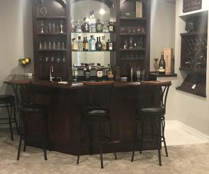 custom wet bar with wine rack
