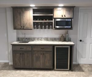 minimal wet bar with wine rack