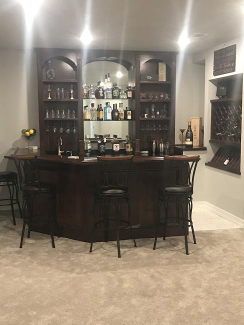 custom wet bar with wine rack