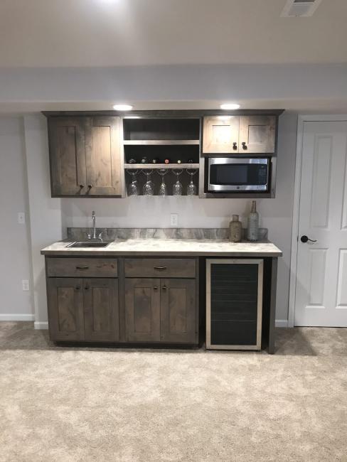 minimal wet bar with wine rack