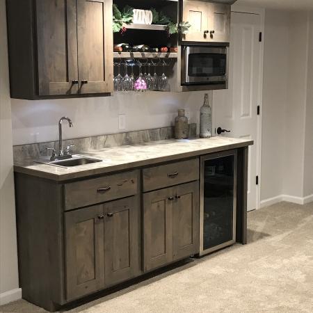 Custom wet bar with wine rack